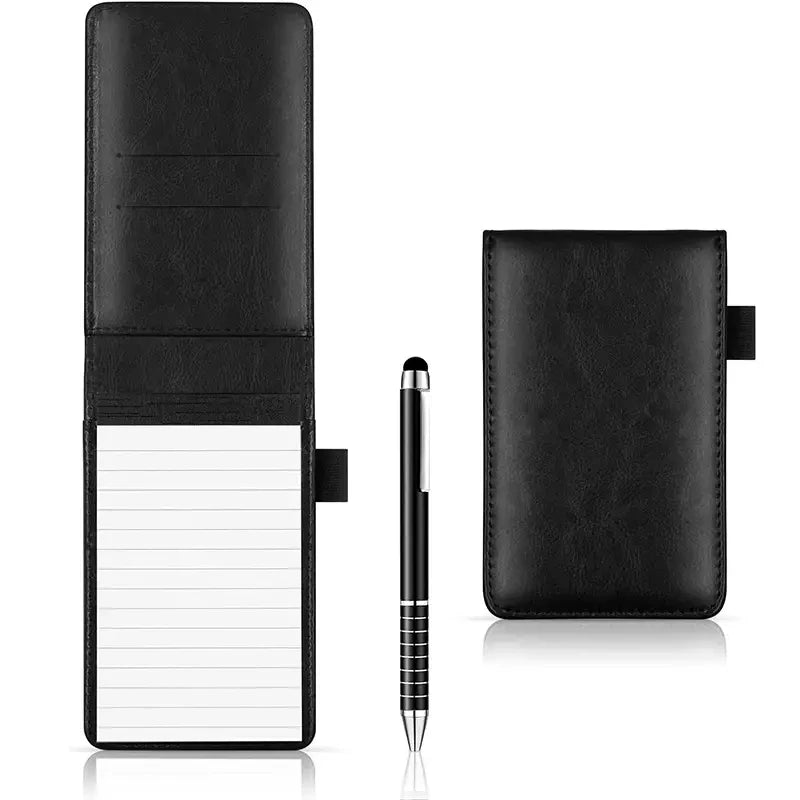 A7 Pocket Notebook with Pen - Portable Faux Cover, Replaceable Pages (Refillable), Compact Journal for Notes, Meetings, Travel