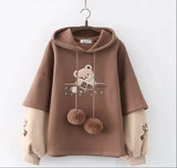 Harajuku Funny Women Hoodies 100% Cotton Winter Plus Fleece Cute Pink Anime Sweatshirt Teen Girl Kawaii Long Sleeve Y2K Hoodie