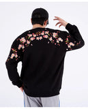 Floral Embroidery Unisex Pullovers Sweatshirt For Men Loose Fit Autumn Quality Cotton Fashion Casual Oversized Luxury Pull Homme