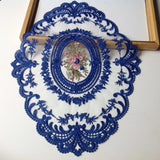 New Oval Lace Embroidery Table Place Mat Ins Christmas Pads Cloth Placemat Cup Coffee Tea Coaster Doily Kitchen Table Decoration