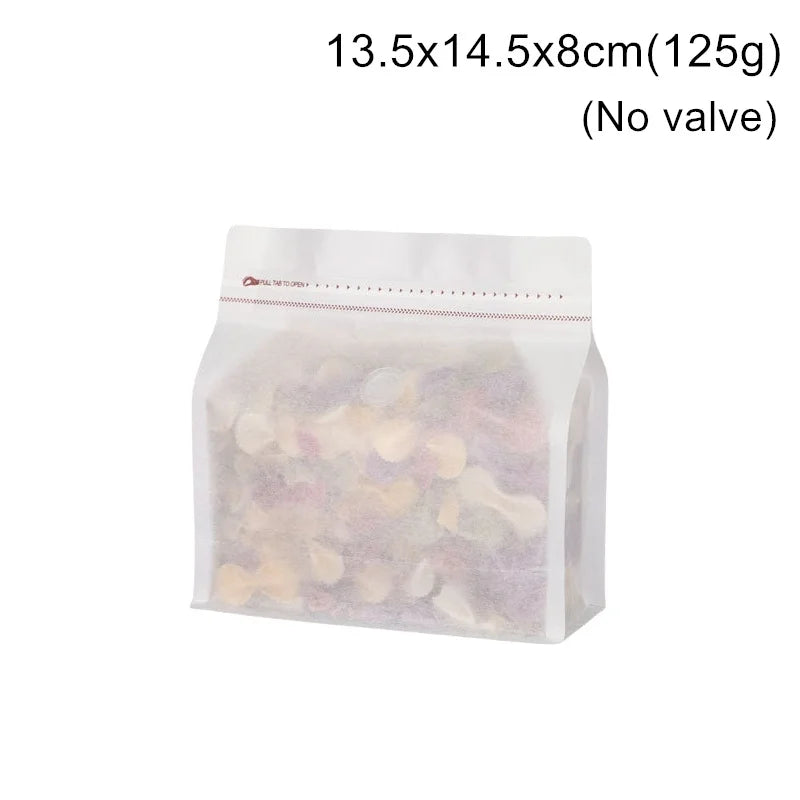 StoBag 50pcs White Cotton Paper Coffee Beans Packaging Bag with/No Valve Sealed for Powder Nuts Storage Stand Up Reusable Pouch