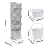 2/4 Tier Laundry Basket Cart Removable Storage Buckets Plastic Hamper with 4 Wheels White