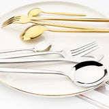 24pcs Stainless Steel Cutlery Set Knife Coffee Spoon Fork Dinnerware Set Mirror Durable Flatware Western Party Kitchen Tableware
