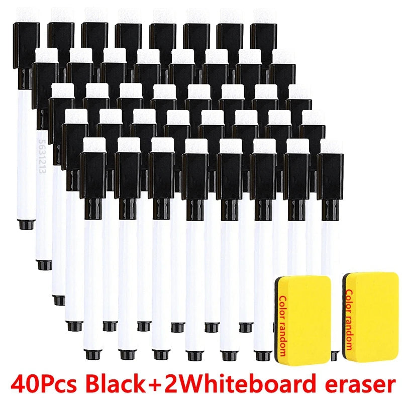 100/5Pcs Dry Erase Whiteboard Markers Set, Washable Pens with Magnetic Eraser for Office Whiteboards & Art Supplies