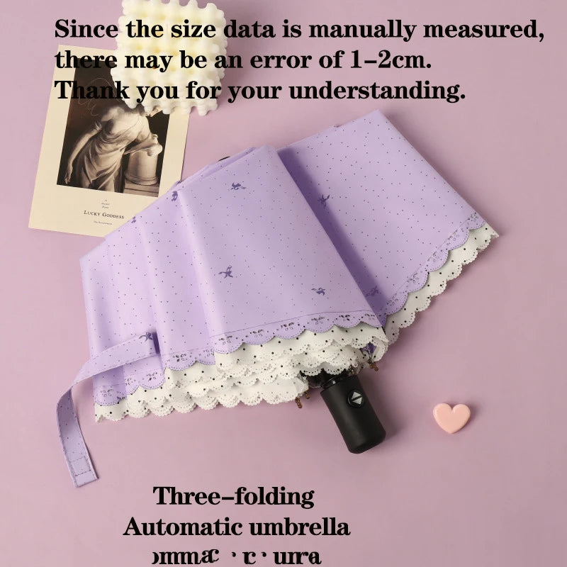 Women's Umbrella Lace Fashion Folding Umbrella Sunshade Umbrella Wind and Rain Resistance Travel Foldable Portable Student Gift