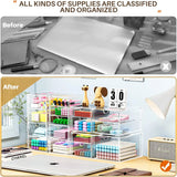 16-Drawer Makeup Organizer, Clear Dustproof Storage for Jewelry, Pens & Stationery