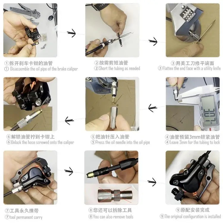 Electric Bicycle Scooter Hydraulic Brake Simple Oil Bleed Needle Pipe Maintenance Repair Tool Connector Lock Pipe Screw Bike