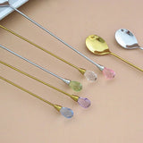Crystal Spoon Set Long Handle Teaspoon 430 Stainless Steel Diamond Ice Spoon Perfect for Dessert Ice Cream Coffee Cocktail커피