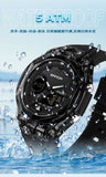 SANDA Top New 6283 Dual Display Multifunctional Student Electronic Watch Alarm Clock Night Light Waterproof Sports Student Watch