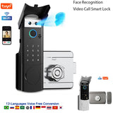 Outdoor Waterproof Smart Tuya Wifi Lock 3D Face Recognition Digital Code Keyless App Fingerprint Lock With Rechargeable Battery