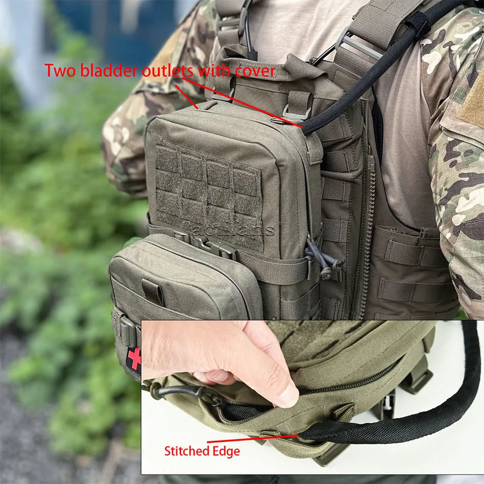 Mini Hydration Bag Tactical 2 In 1 Mini Hydration Pack Rip Away IFAK Medical Pouch 2L Water Bladder MOLLE Pouch Hunting Bag