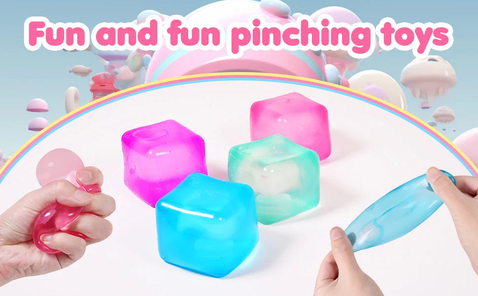 Ice Cube Shaped Fidget Toy Square Stress Relief Ball Squishy Squeeze Toys for Anxiety ADHD Stress Relief Sensory Toys for Adults