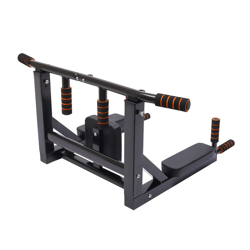 Wall Mounted Pull Up Bar Training Equipment Fitness Dip Stand Supports to 440 Lbs for for Indoor Home Gym Workout
