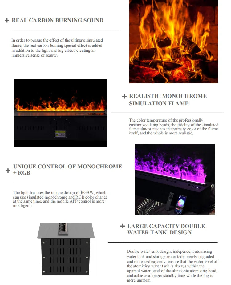 Modern Tv Stand Furniture for Living Room Decorative Led Flame Water Steam Fireplace Embedded Wood Electric Fireplace