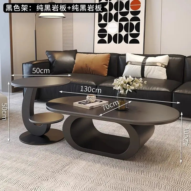 Italian minimalist new rock slab coffee table living room home simple modern high-end combination light luxury oval tea table