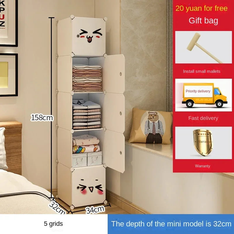 Clothes Folding Cabinets Locker Dustproof Foldable Simplicity Children Wardrobe Bedroom Furniture Organizador De Zapatos