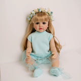 NPK 55CM Lifelike Soft Silicone Vinyl Reborn Toddler Doll Blond Hair Girl Betty Princess Full Body Doll Christmas Gift for Girls