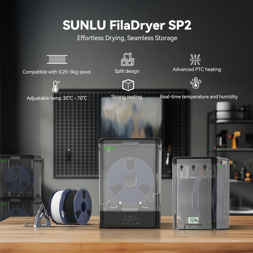 SUNLU Official FilaDryer SP2, 2-in-1 Filament Dryer Combine with Storage Box, Compatible with spool size 1kg×2 or 2kg×1 or 3kg×1