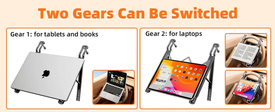 Hipacool Metal Car Steering Wheel Laptop Stand Portable 5-Levels Adjustable Laptop Tablet Holder Aluminum Alloy Car Accessories