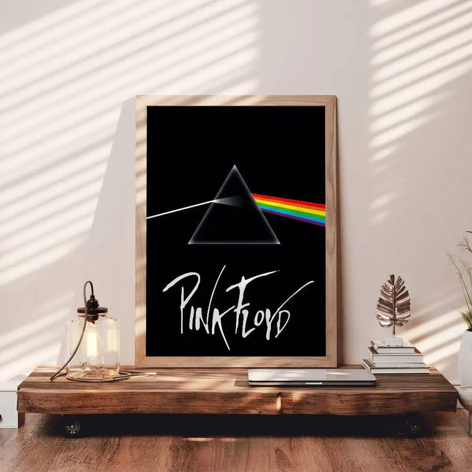 P-Pink-k F-Floyd Band Poster Self-adhesive Art Waterproof Paper Sticker Coffee House Bar Room