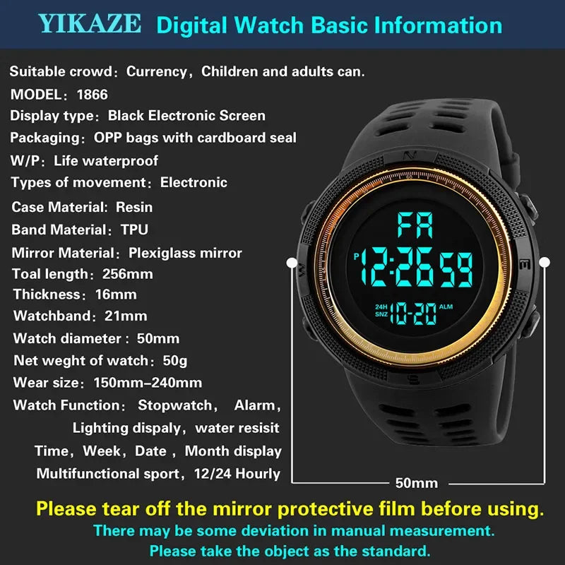 Men's Digital Watches Multifunction Military Men Sports Wristwatch Sweatproof Luminous  Man Student Electronic Watch