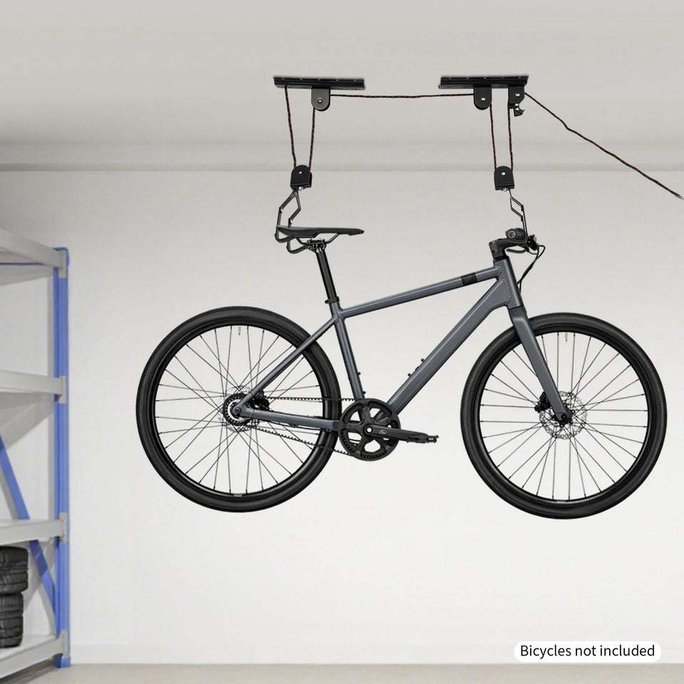 Bike Hoist for Garage Ceiling Mount Pulley System Bike Storage Set Of Bike Hangers for Garage Storage 60kg Load