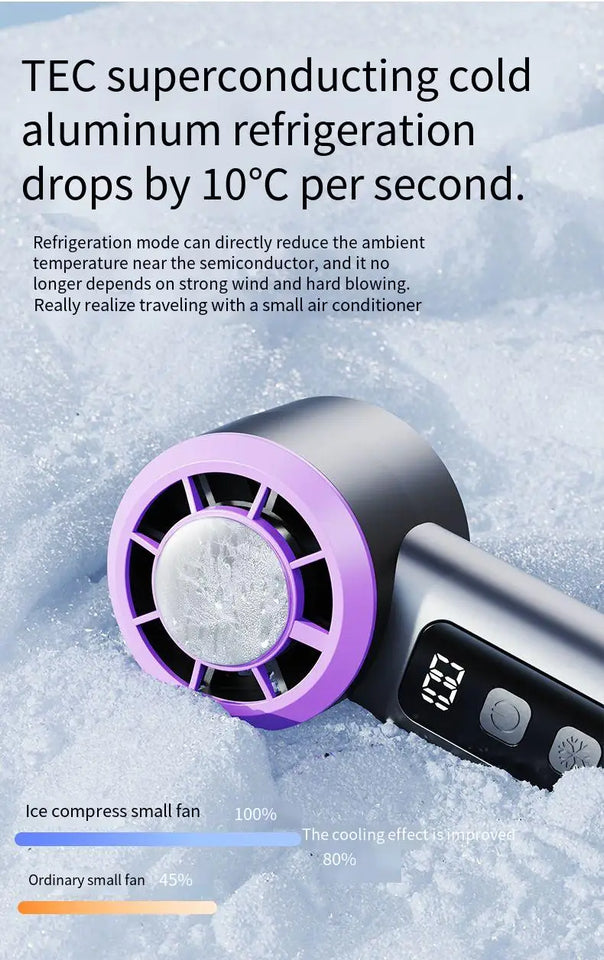 Refrigeration Turbo Cooling Mini Fan USB Adjustable Handheld Fan Suitable Office Outdoor Portable Personal Fan