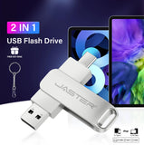 JASTER Metal USB TYPE-C 2 IN 1 Pen Drives 16GB silvery Flash Drive 64GB Commercial Affairs Gifts Memory Stick 4GB 8GB 32G U Disk
