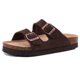 Gacimy Women Fashion Thick Sole Leather Clogs Slippers Classic Women's Mules Cork Clogs Slipper Outdoor Deep Heels Shoes Sandal