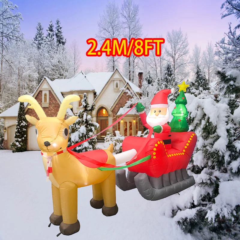 Inflatable Toys Christmas Style Vehicles Decorations Model Built-in LEDs Party New Year Outdoor Ornament Xmas Garden Decor Props