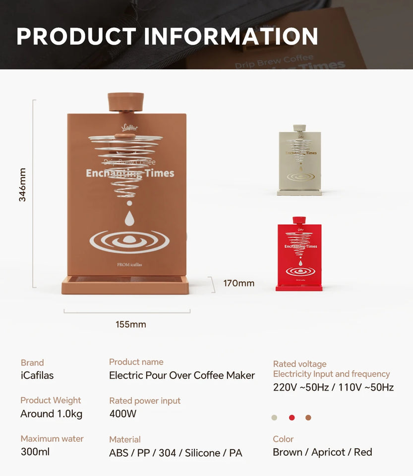 Foldable Portable Coffee Machine American Drip Pour Coffee Maker Travel Electric Automatic Brew Coffee Tea Home Office Appliance