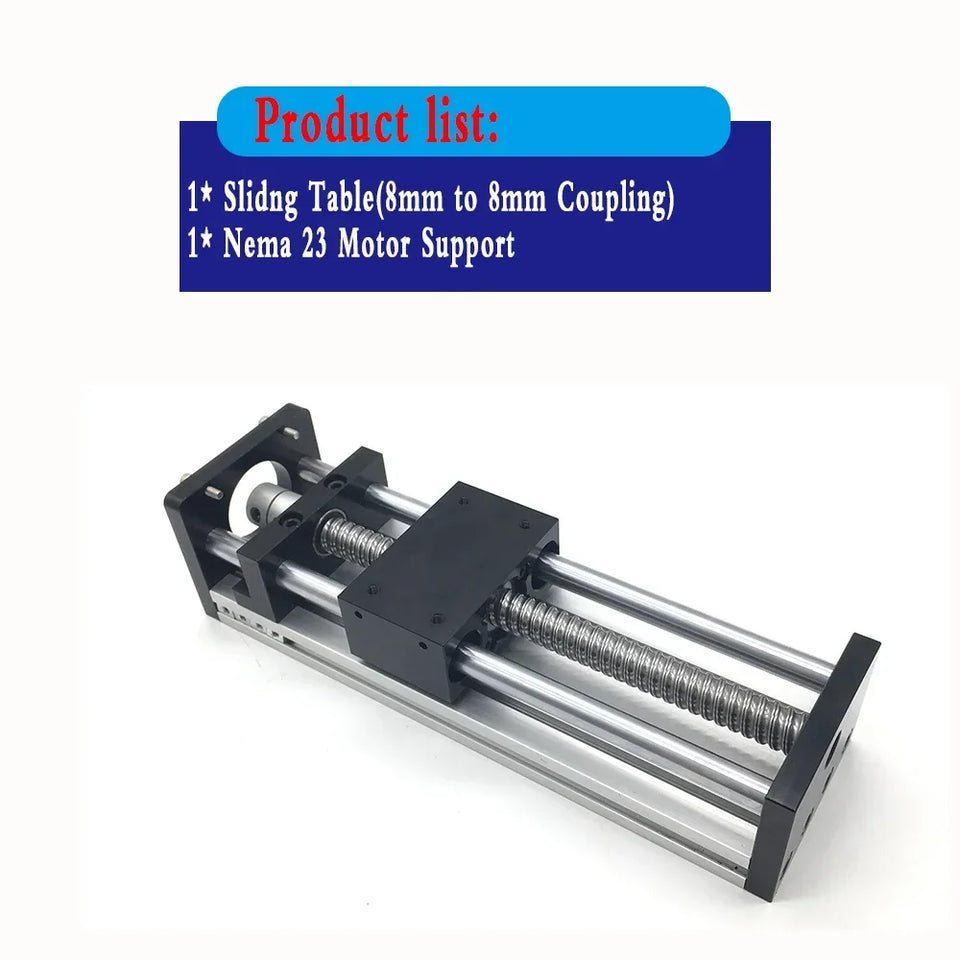 Linear Rail Kit Sliding Table Ball Screw Module Slide Stage 50-300mm Stroke Nema23 Stepper Motor 1.2Nm Power Supply Driver CNC