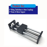 Linear Rail Kit Sliding Table Ball Screw Module Slide Stage 50-300mm Stroke Nema23 Stepper Motor 1.2Nm Power Supply Driver CNC