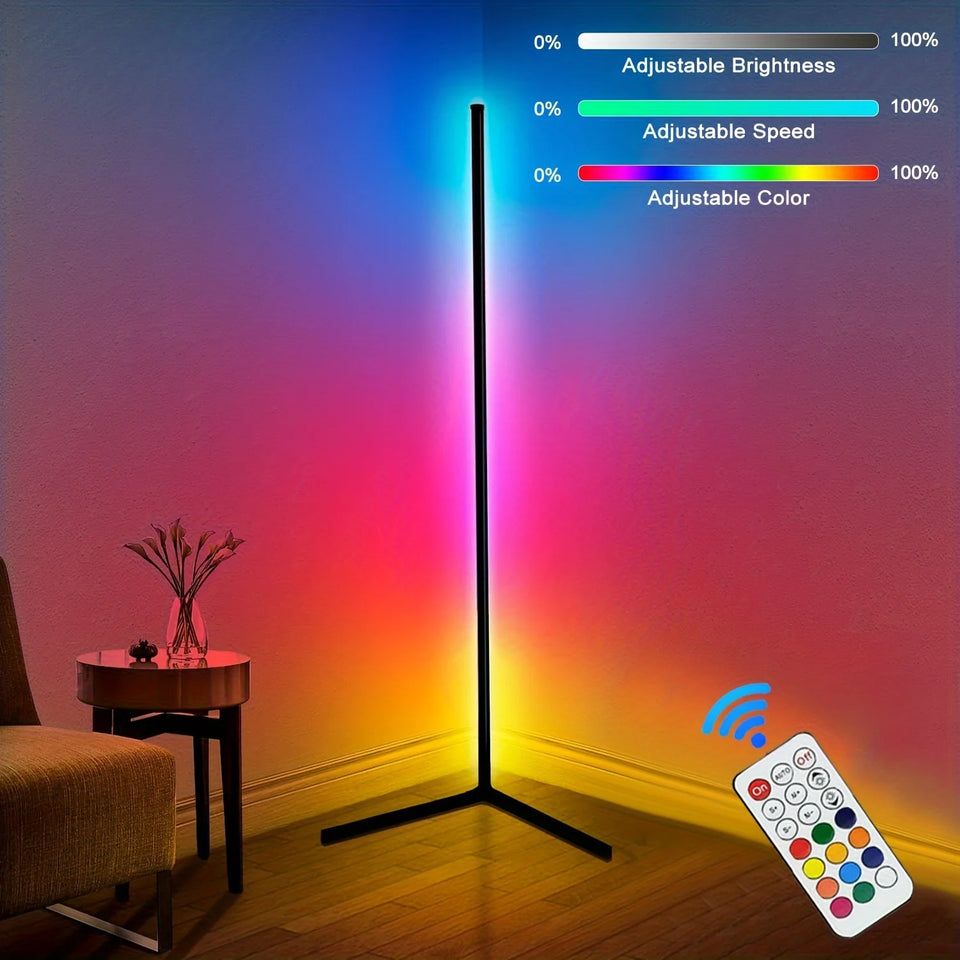 160cm Smart APP Bluetooth Corner Floor Lamp Dimmable RGB LED Ambient Light for Bedroom Gaming Room Christmas Decor Mood Lighting