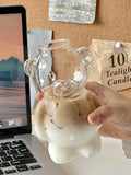 Cute Bear Glass Cup Cartoon Bear Shaped Coffee Mug Bear Shaped Glass Cup Beverage Glasses for Girlfriends Female Birthday Gift