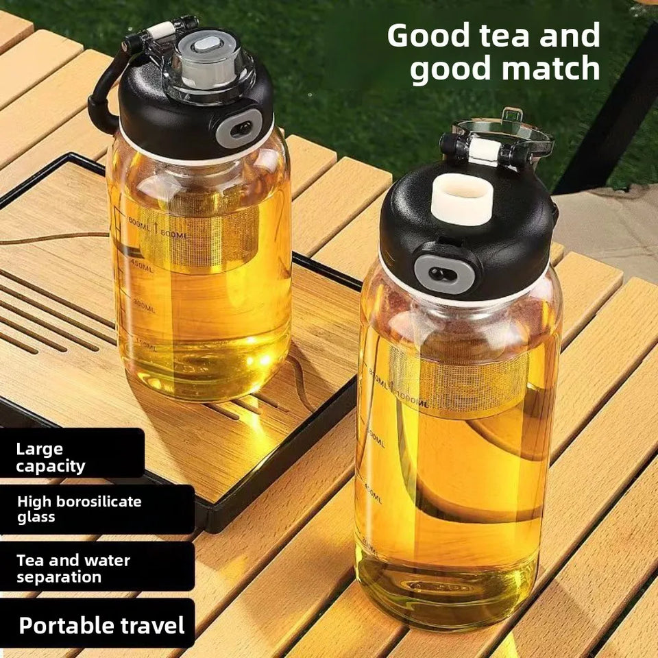 Tea Separation Glass Tea Cup Double Drinking with Handle Water Cup Large Capacity High Temperature Resistant Portable Kettle