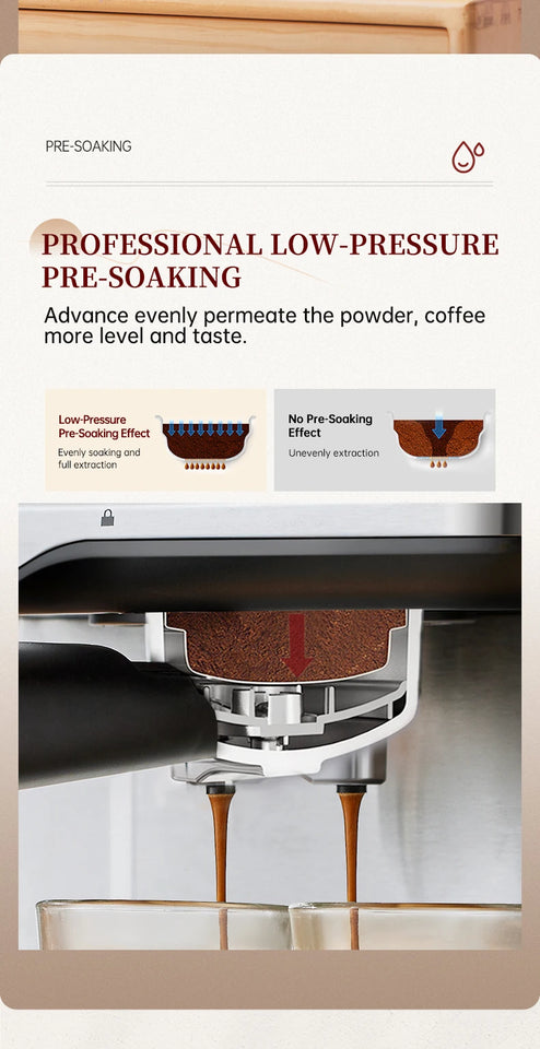 Cafelffe Espresso Coffee Machines Stainless Steel with Milk Frother Steam Wand Semi-Automatic Cappuccino maker 20Bar cafetera