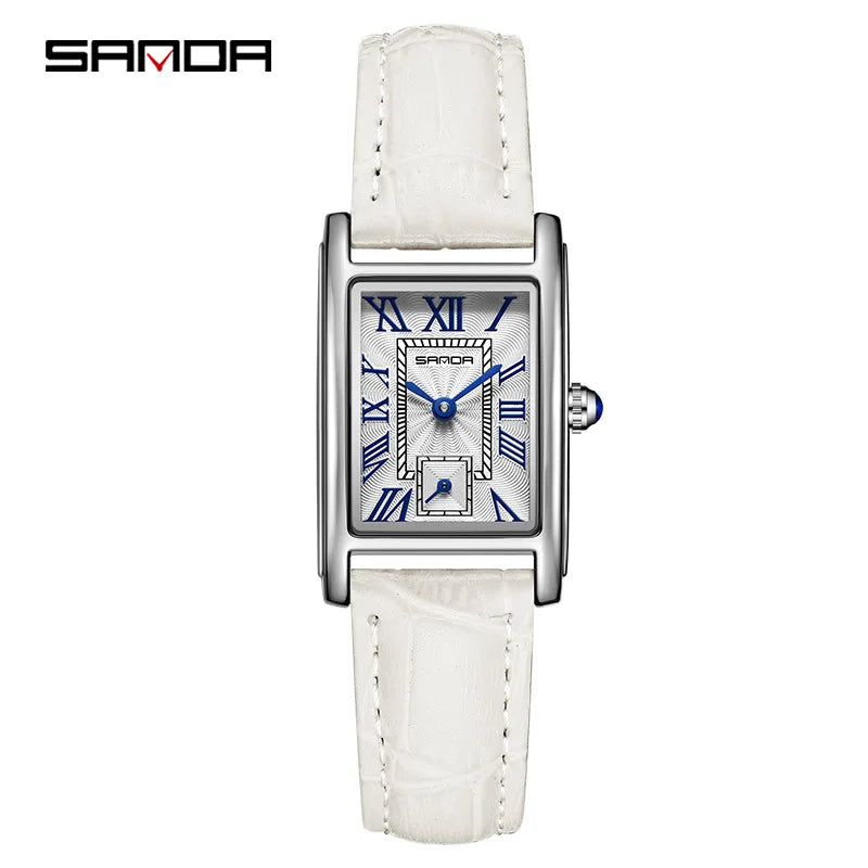 Sanda 1116 New Fashion Elegant Women's Analog Quartz Watch, Rectangle Dial, Water Resistant Business Wristwatch