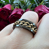 Dropshipping 8mm New Arrivals Men Women Stainless Steel Rotate Chain Ring Stepped Grooved Brushed Festival Fashion Gift Jewelry
