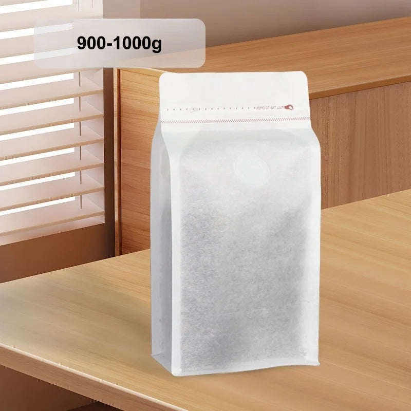 StoBag 50pcs White Cotton Paper Coffee Beans Packaging Bag with/No Valve Sealed for Powder Nuts Storage Stand Up Reusable Pouch