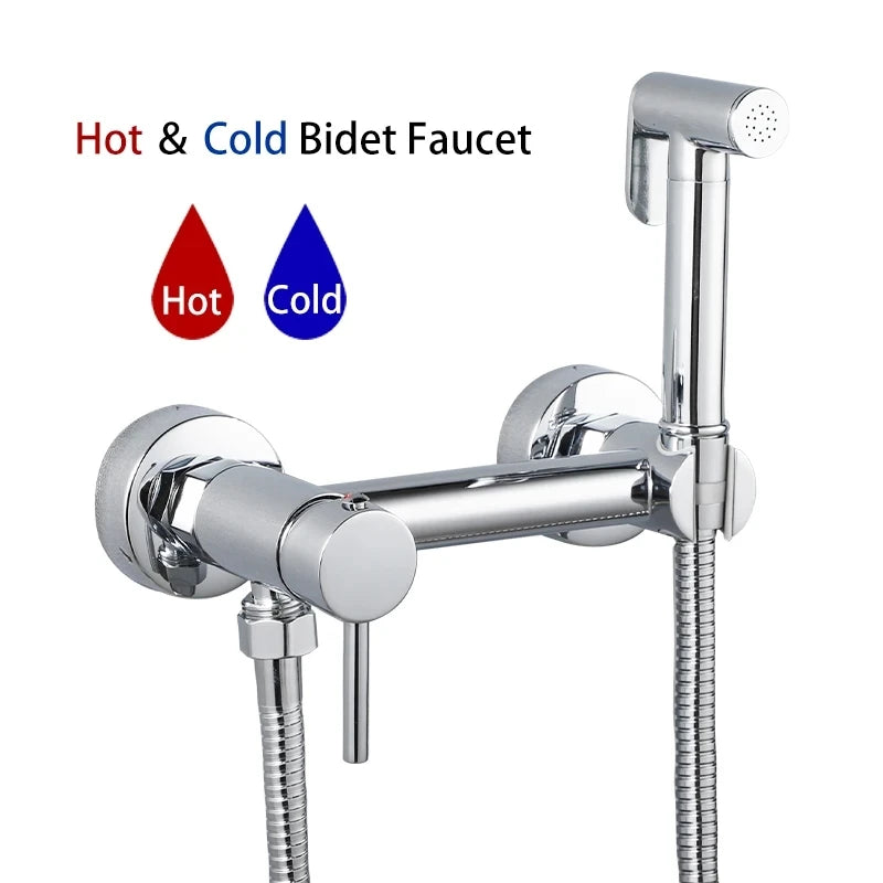 ULA Brass Bidet Faucet Black Toilet Faucet Handheld Toilet Bidet Sprayer Set Hygienic Shower Hot Cold Water Mixer Shower Head