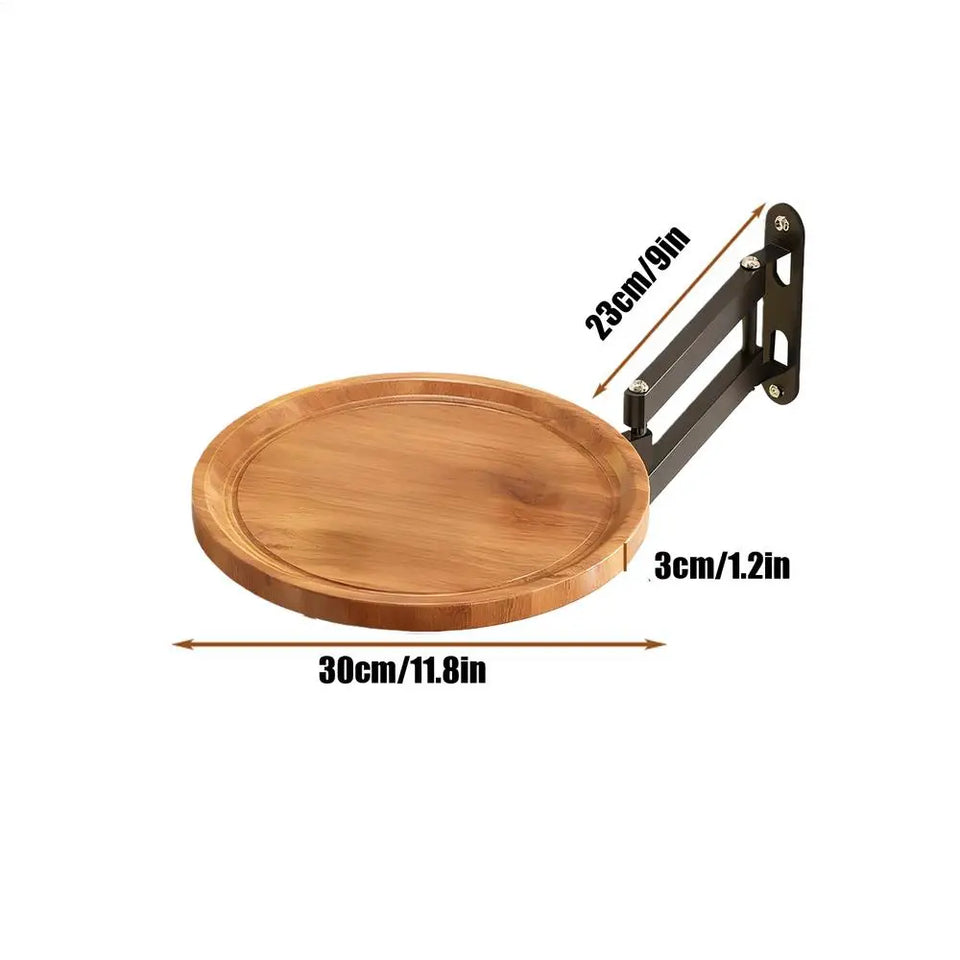 Folding Wall Table For Bed Retractable Wall-Mounted Desk Small Round Desk Wall Mounted tray Rotatable Bedside Storage Holder