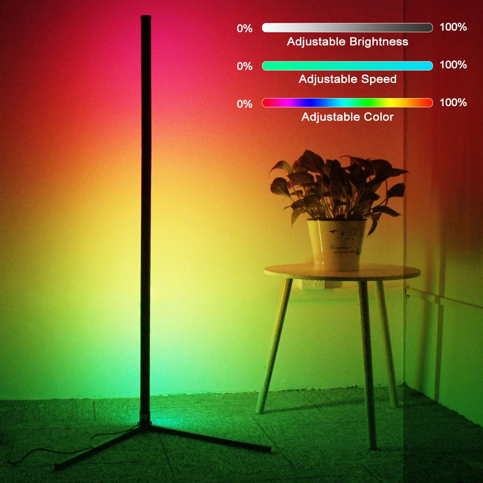 160cm Smart APP Bluetooth Corner Floor Lamp Dimmable RGB LED Ambient Light for Bedroom Gaming Room Christmas Decor Mood Lighting