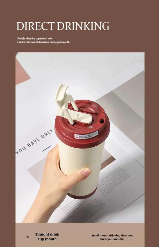 Ceramic Lined Insulated Cup Travel Coffee Cup with Sealed Lid Reusable Ceramic Lining High Aesthetic Value