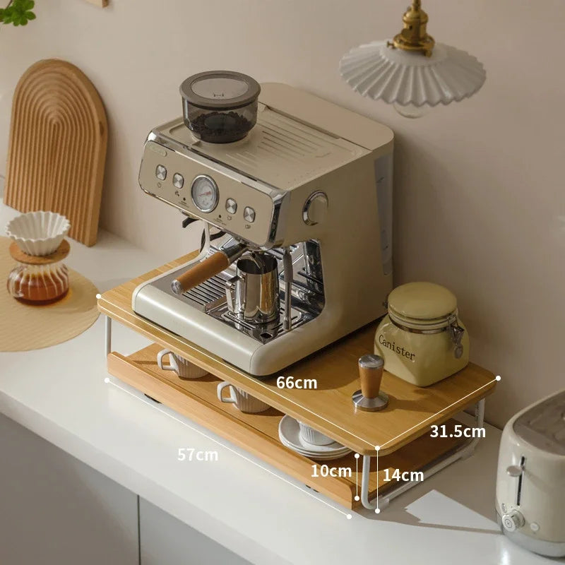 Creative Coffee Machine Storage Racks Wooden Countertop Cups Office Holders Racks Display Shelf Organizer Shelves Kitchen