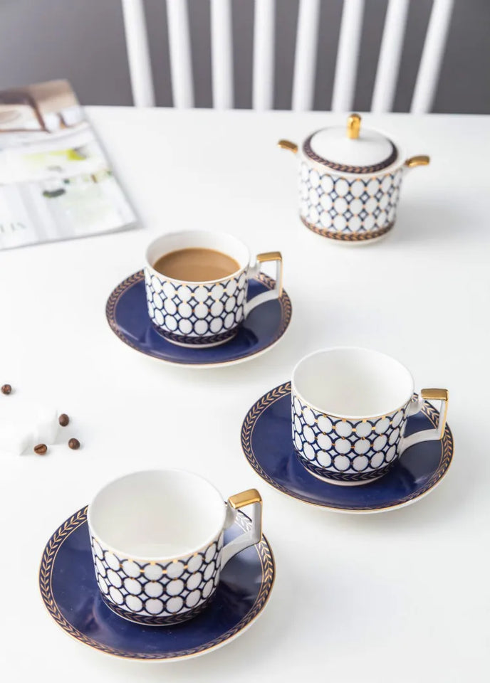 Nordic Ins Bone China Coffee Cup Golden Handle Coffee Pot Ceramic High Grade Milk Tea Pot Creative Afternoon Tea Black Tea Cup