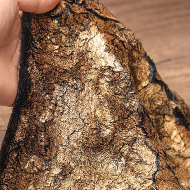 Metallic Crackle Bronzing Fur Fabric Bronzed Woolen Plush Designer Fabric For Diy Sewing Dress Coat Shawl Bag Sofa Material