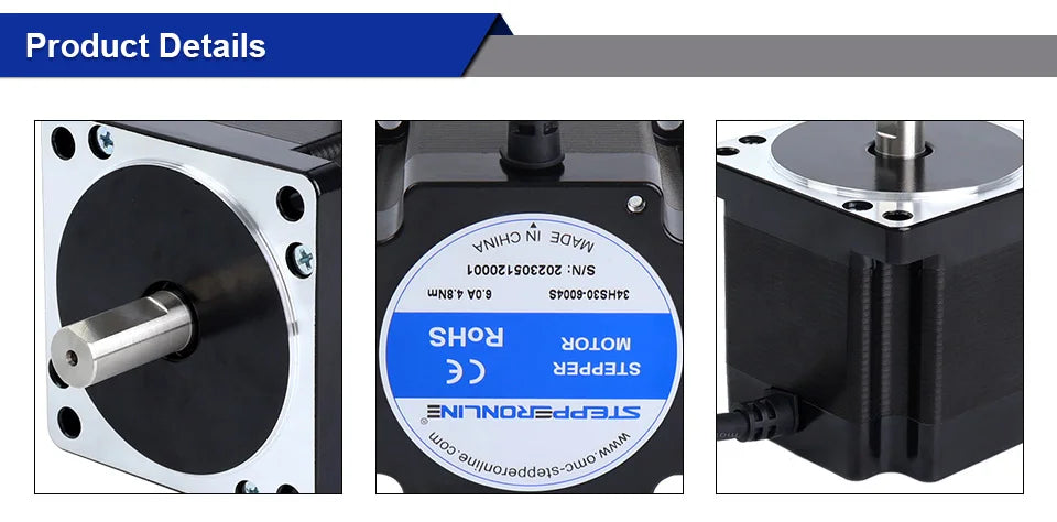 STEPPERONLINE Nema 34 Stepper Motor 4.5Nm 86x78mm 6A Φ14mm 2 Phase Nema34 Stepping Motor for CNC Engraving Milling Machine