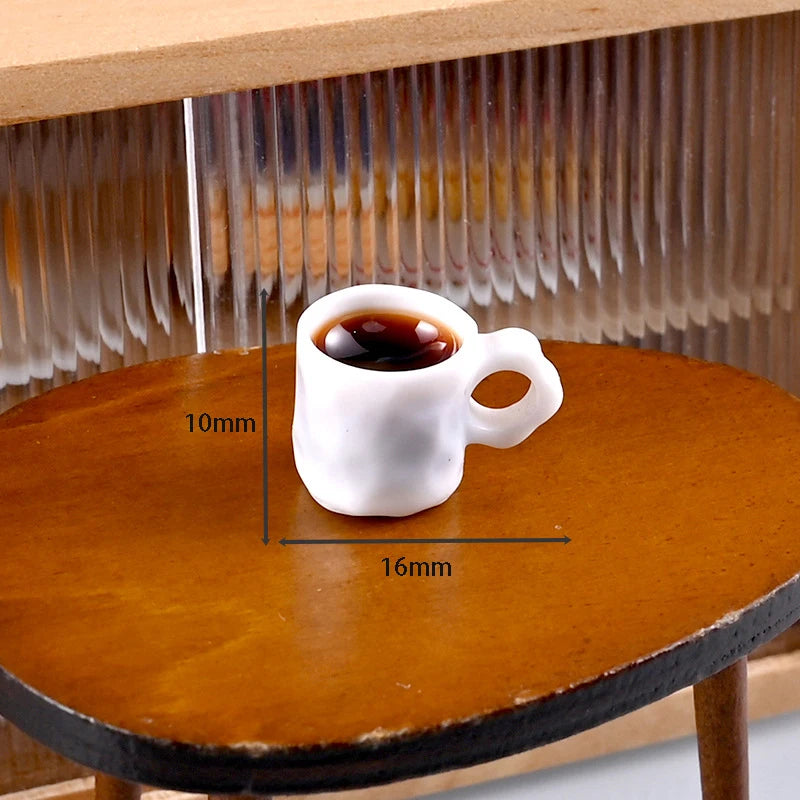 6pcs/ Set 1:12 Kitchen Toy Decoration Miniature Resin Coffee Cup Model Simulates Food And Beverage Home Tableware Decoration