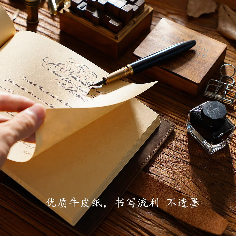 Genuine Leather Sketchbook Retro Painting Notebook Boy"s Girl Student Leather Binding Notebook Classic Handmade Notepad